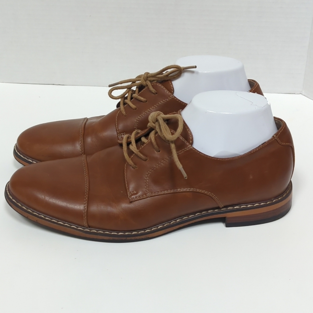 Dexter Men's Sz 7 Captoe Oxford Faux Leather Lace Up Flat Heel Brown